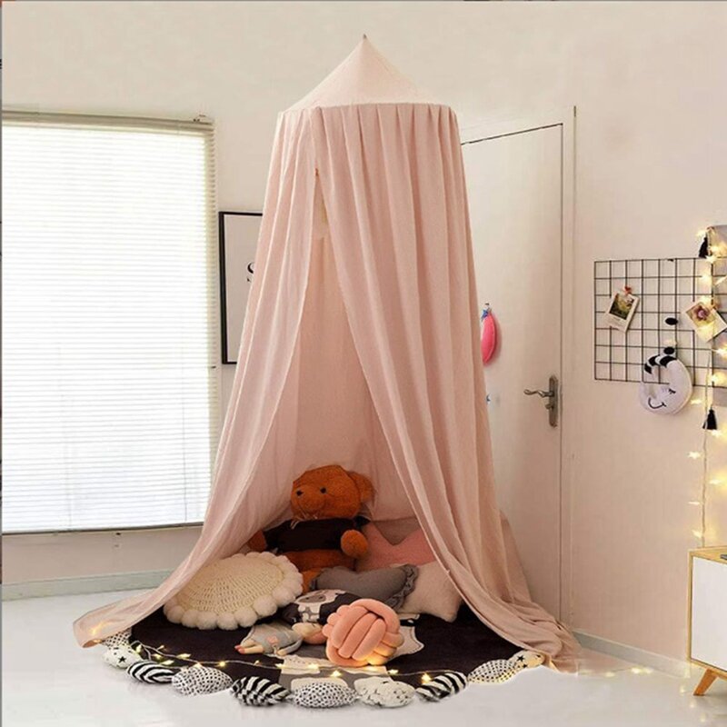 مظلة سرير ذات قبة دائرية للأميرة ، ديكور خيمة للأطفال ، زاوية قراءة للأطفال ، غرفة الأطفال الوردية