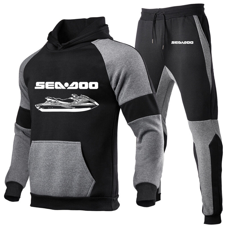 Sea Doo Seadoo Moto للرجال موضة جديدة من القطن طويل الأكمام الربط هوديس رياضية رياضية رياضية البلوز بنطلون اثنين من بدلة الركض