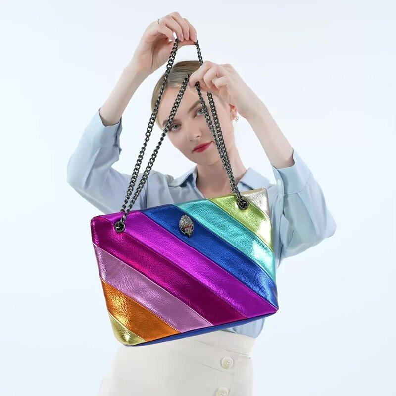 حقيبة حمل عالية السعة للنساء ، حقائب يد غير رسمية ، ملونة ، قوس قزح ، جودة عالية ، أنثى ، رأس نسر ، حقيبة تسوق