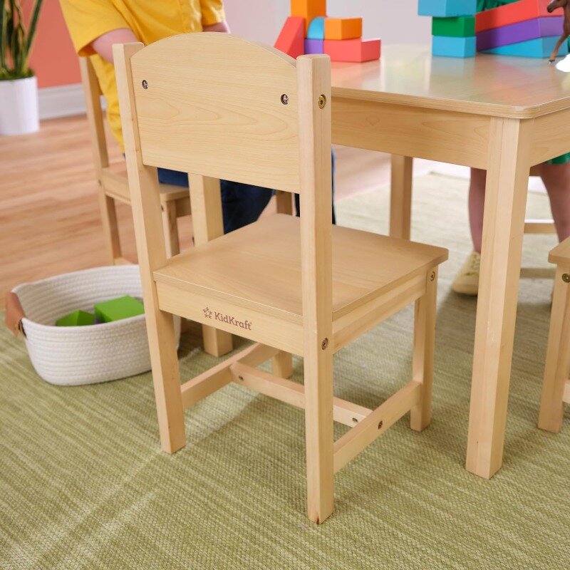 طاولة مزرعة خشبية ومجموعة 4 كراسي ، أثاث للأطفال للفنون والنشاط ، هدية طبيعية للأعمار من 3-8 سنوات
