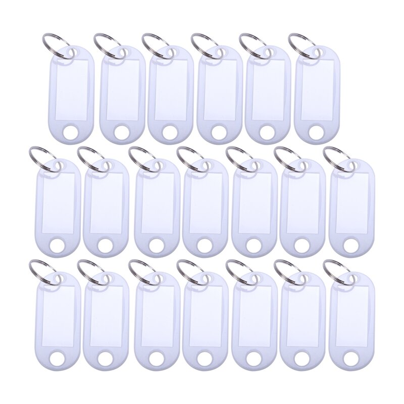 علامات مفاتيح بلاستيكية محمولة بيضاء ، علامات فوب المفاتيح ، ملصقات الهوية ، 20 أو