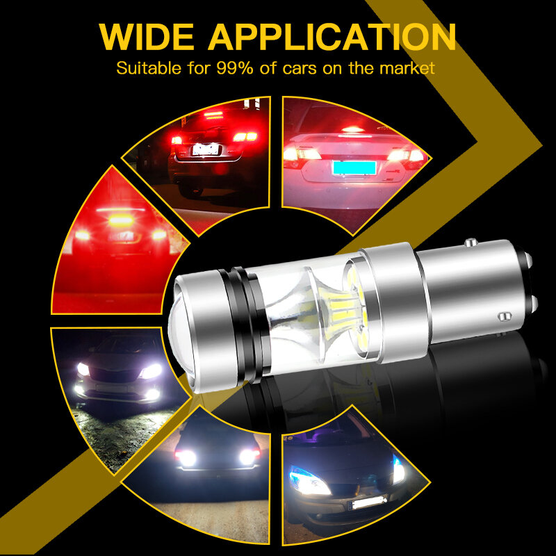2 قطعة LED bad15d P21/4 واط LED لمبات السوبر مشرق أضواء السيارة الأحمر الأبيض أضواء الفرامل عكس مصباح DRL 12 فولت