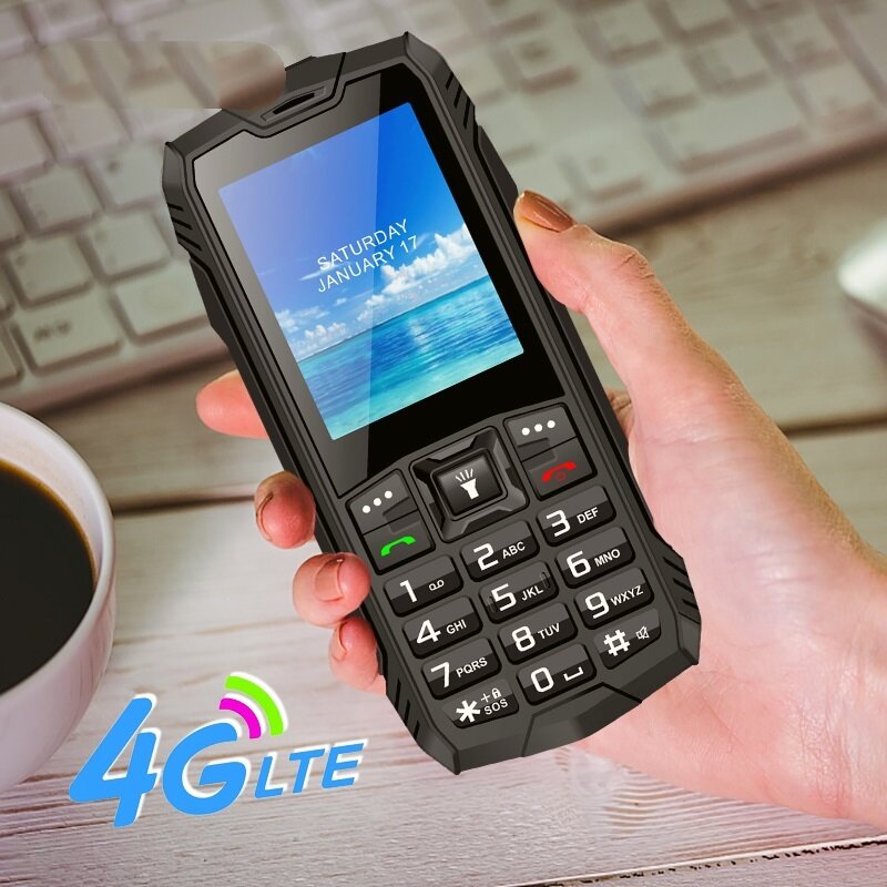 شريط هاتف متين لوحة مفاتيح مع مصباح يدوي وهج ، IP68 مقاوم للماء ، ميزة الغبار ، شريحة مزدوجة ، بطارية كبيرة ، جديد ، 4G