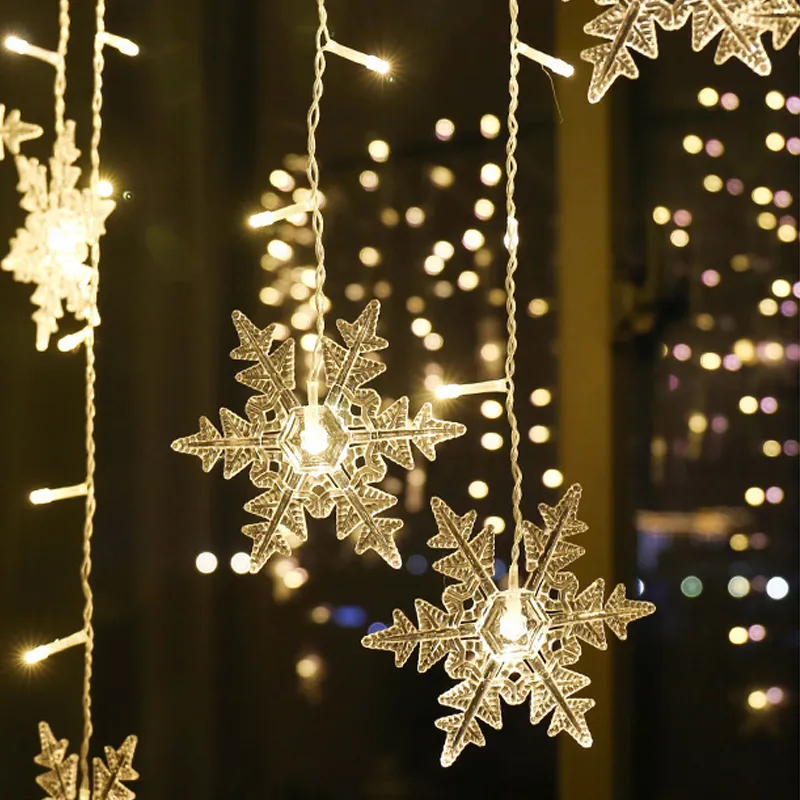 LED ندفة الثلج الستار الجنية سلسلة أضواء ، ضوء عيد الميلاد ، إكليل السنة الجديدة ، ديكور المنزل ، حفلة عيد الميلاد