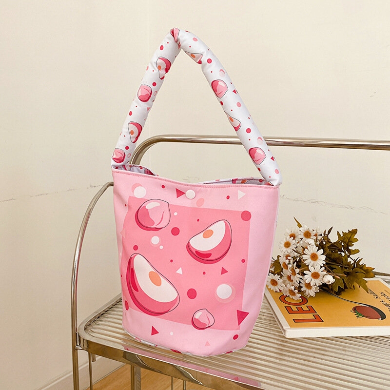 حقيبة صغيرة Kawaii لطيف حمل ، حقيبة دلو الكرتون الوردي ، حقيبة يد نسائية محمولة ، حقائب محفظة ، والأزياء