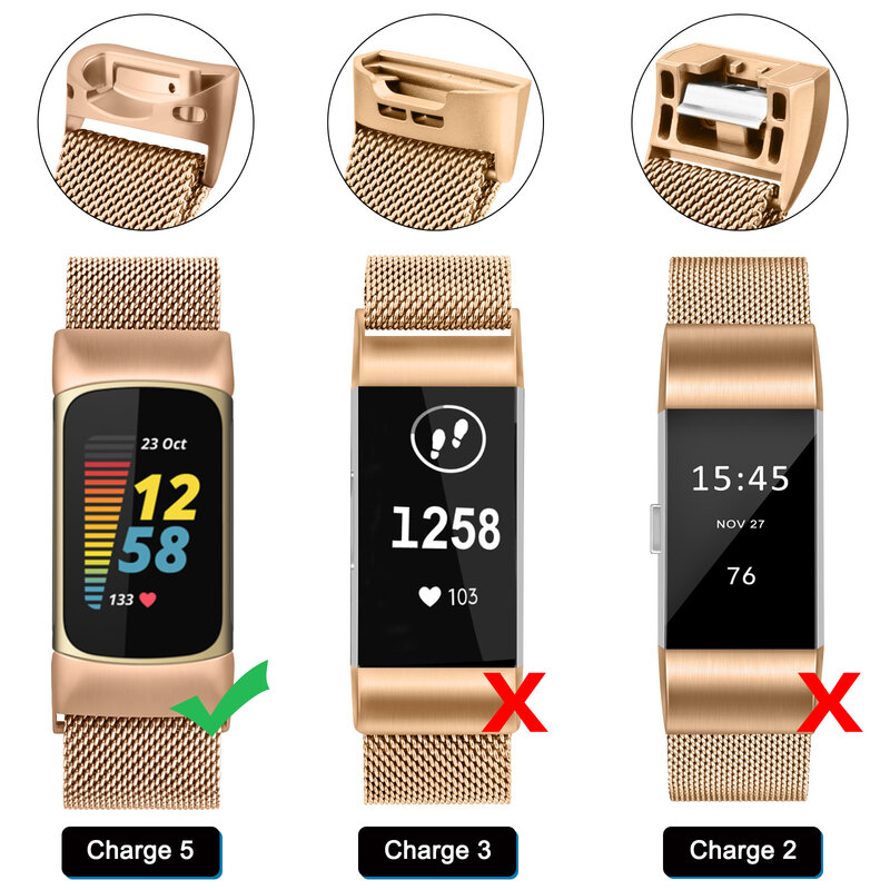 ل Fitbit تهمة 5 حزام المعادن المغناطيسي حزام (استيك) ساعة ل Fitbit تهمة 5 الفرقة معصمه مربط الساعة حزام استبدال التبعي