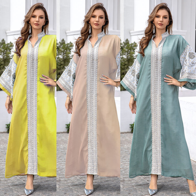 فستان ماكسي أنيق للنساء ، تركيا العربية ، فستان إسلامي ، عباية عصرية مطرزة ، ملابس إسلامية فضفاضة ، جودة عالية