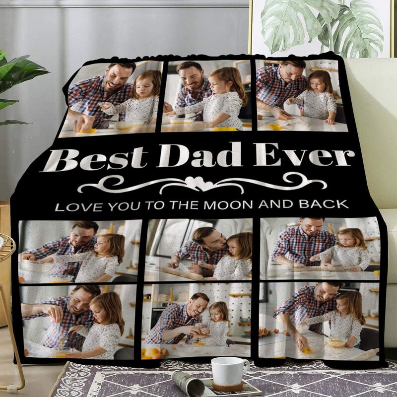 بطانية مخصصة مع صورة للأب ، هدية عيد ميلاد فريدة ، أفضل أب ، أب ، زوج ورجل