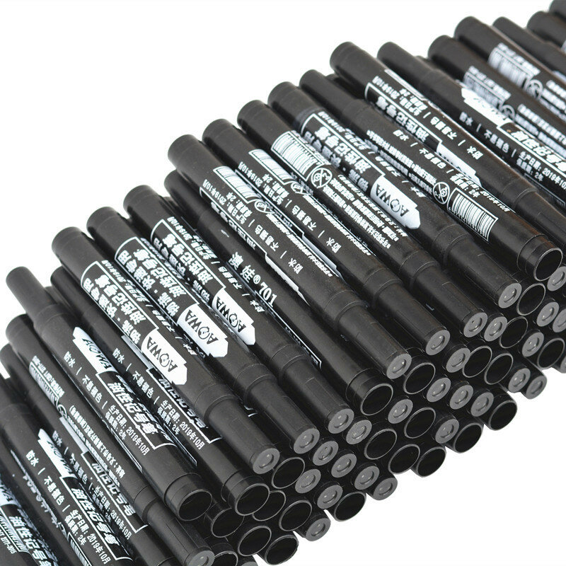 10 قطعة دائم الطلاء ماركر القلم الزيتية مقاوم للماء الأسود القلم ل علامات الإطارات التجفيف السريع توقيع القلم القرطاسية اللوازم