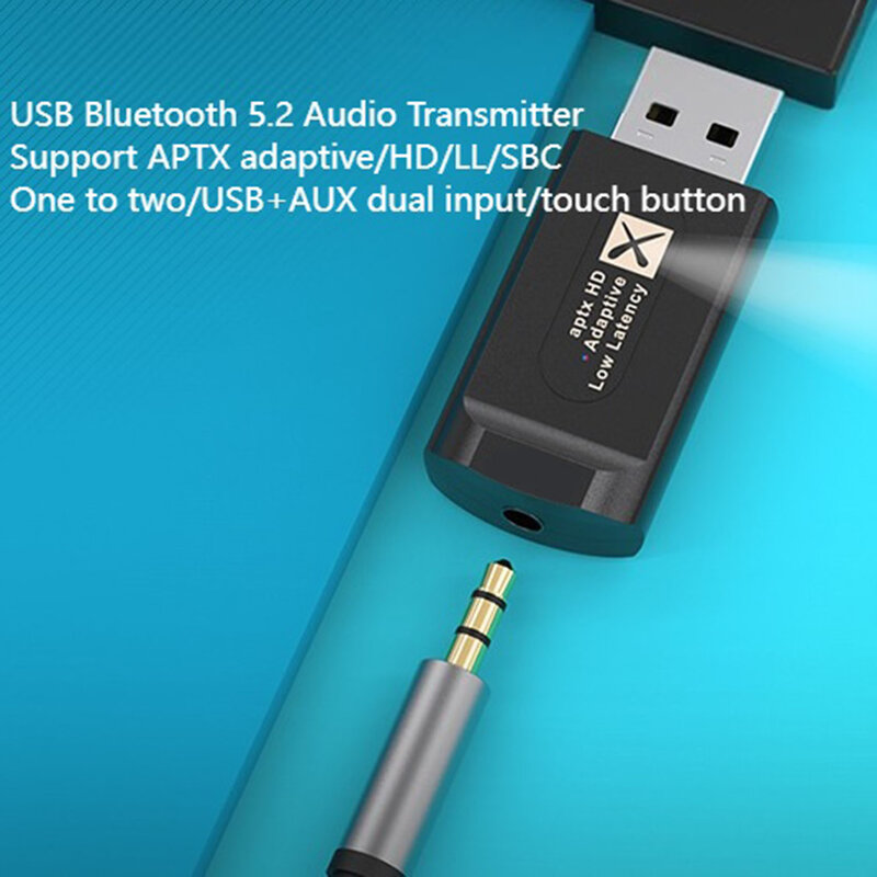 جهاز إرسال صوت بالبلوتوث USB ، محول APTX قابل للتبديل ، دعم 1 إلى 2 ، بدون سائق ، من من من من من من x ، إلى x ، منفذ PS4 ، E