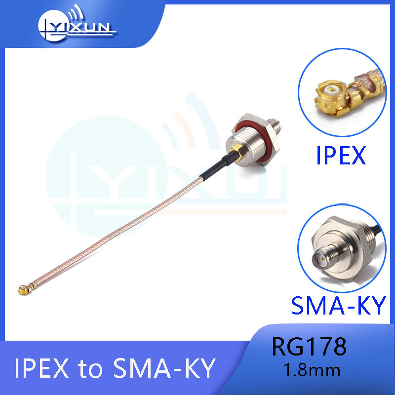 2 قطعة IPX IPEX UFL إلى SMA أنثى تمديد كابل SMA-KY1.0-M12 المسمار الخارجي الداخلية ثقب محول المغذية اللاسلكية AP مقاوم للماء RG178