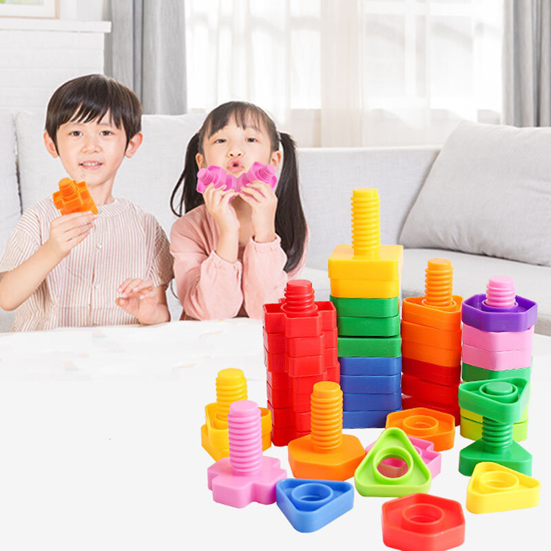 5 مجموعة برغي اللبنات البلاستيك إدراج كتل الجوز شكل لعب للأطفال ألعاب تعليمية مونتيسوري موديلات صغيرة