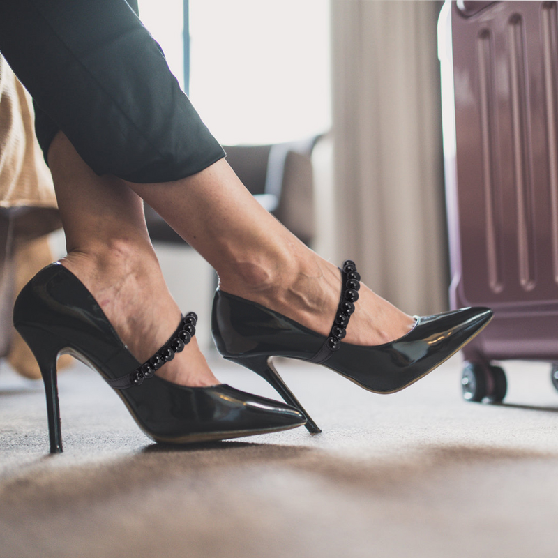 رباط حذاء مطاطي للأحذية النسائية ، أربطة كعب مضادة للإسقاط ، كعب برباط مرن ، بو قابل للفصل ، شفاف ، زوجان