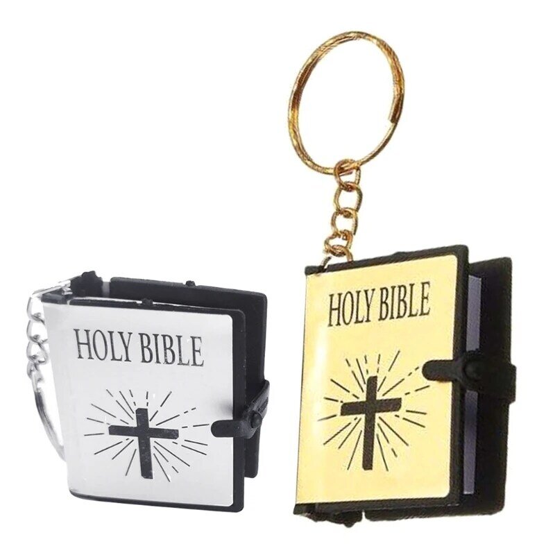 النسخة الإنجليزية سلسلة المفاتيح الدينية المسيحية الصغيرة كتاب صغير لسلسلة المفاتيح لحلقة المفاتيح لحامل المفاتيح المرأة حقيبة