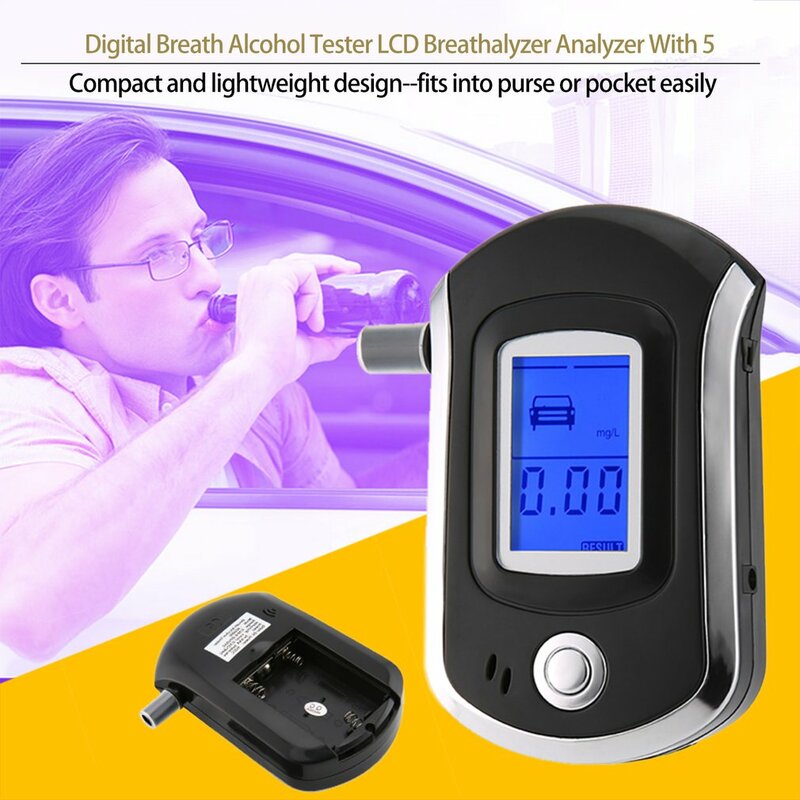 الرقمية LCD التنفس اختبار الكحول ، المهنية الكحول ، محلل ، كاشف ، اختبار ، المحمولة ، متر مع 5 المعبرة ، جديد