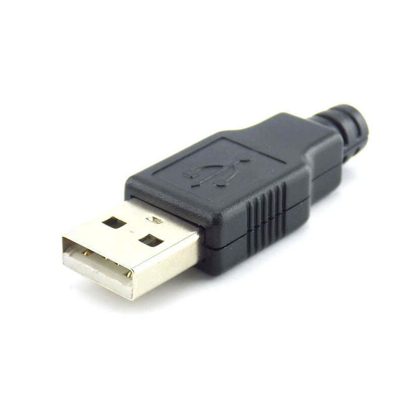 2.0 USB Type A ذكر 2.0 USB المقبس موصل مع غطاء بلاستيكي أسود لحام نوع 4 دبوس التوصيل لتقوم بها بنفسك موصل