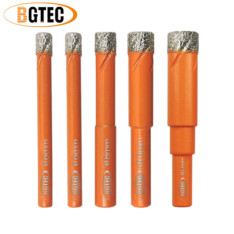 BGTEC-Round عرقوب الماس لقم مجموعة ، التيجان الحفر الجاف ، بت الأساسية ، ثقب المنشار ، الجرانيت ، الرخام ، البلاط ، 6 مللي متر ، 6 مللي متر ، 8 مللي متر ، 10 مللي متر ، 12 مللي متر ، 5 قطعة لكل صندوق