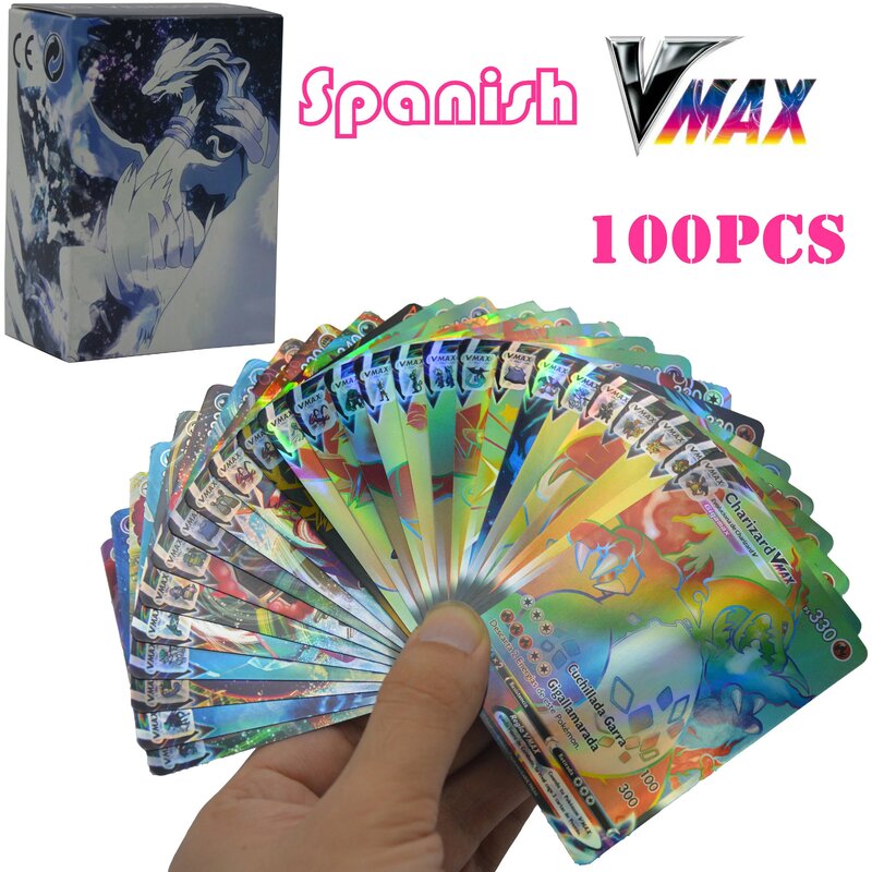 بطاقات البوكيمون في الرسالة الإسبانية Vstar VMAX GX العلامة فريق المجسم لامعة بطاقات للعب لعبة Castellano ألعاب أطفال اسبانية
