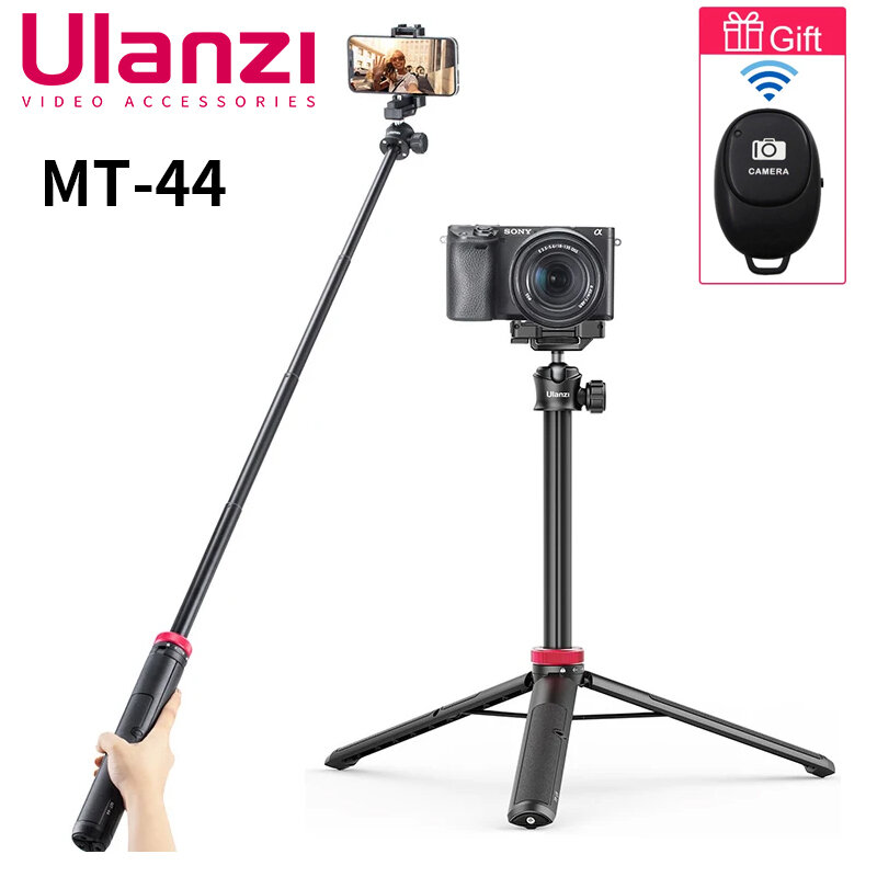 Ulanzi-MT-44 تمديد حامل ثلاثي القوائم لبث المباشر ، حامل الهاتف جبل ، اطلاق النار الرأسي ، حوامل الكاميرا DSLR ، 42"