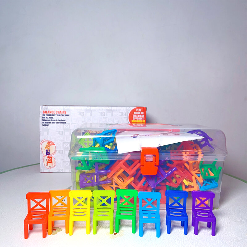 100 قطعة كرسي صغير التوازن كتلة البلاستيك التجمع كتلة التراص كرسي الوالدين والطفل التفاعلية الجدول لعبة التوازن التدريب لعبة
