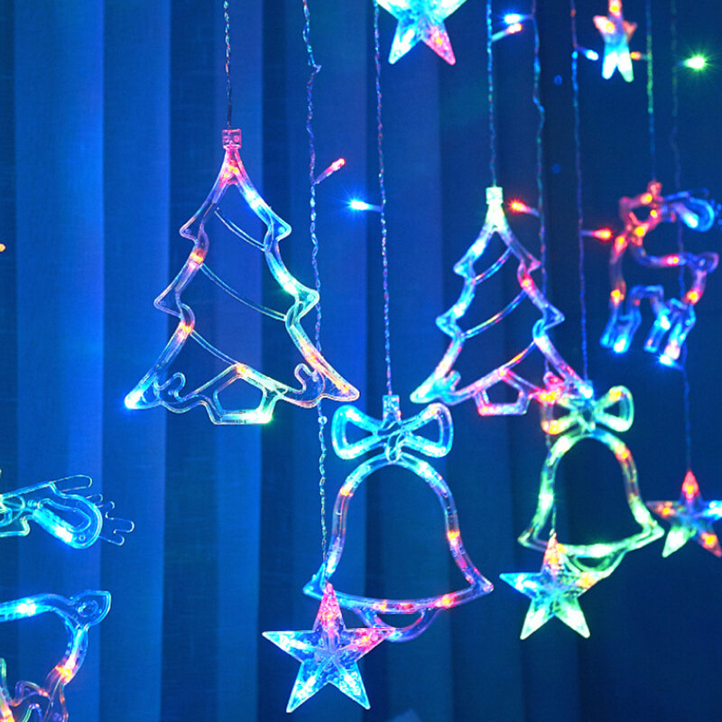LED ستار القمر الستار الجنية أضواء ، أضواء سلسلة جارلاند ، ديكور غرفة نوم المنزل ، الطرف ، السنة الجديدة ، عيد الميلاد
