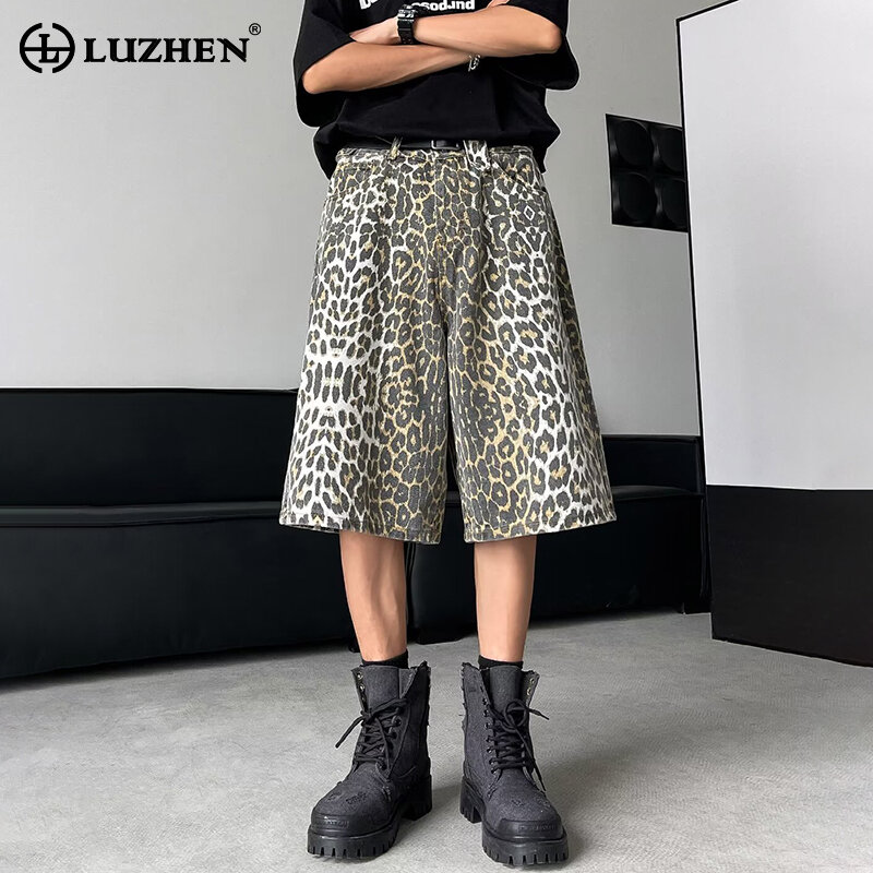 شورت LUZHEN-Men بتصميم جلد النمر ، بنطال عصري من سبع نقاط ، موضة الشارع ، شخصية ، كورية ، أصلية ، جديدة ، LZ3181 ،