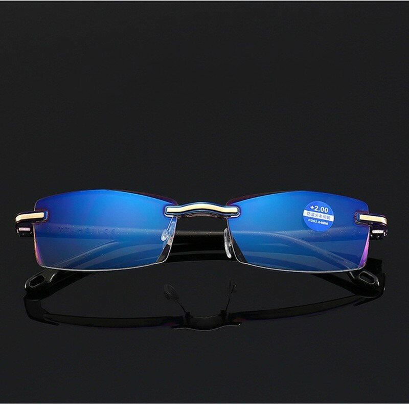 نظارات قراءة عالية الجودة بدون إطار ، طلاء أزرق عالي الجودة ، للنساء ، 1 1.5 2 2.5 3 3.5 4.0