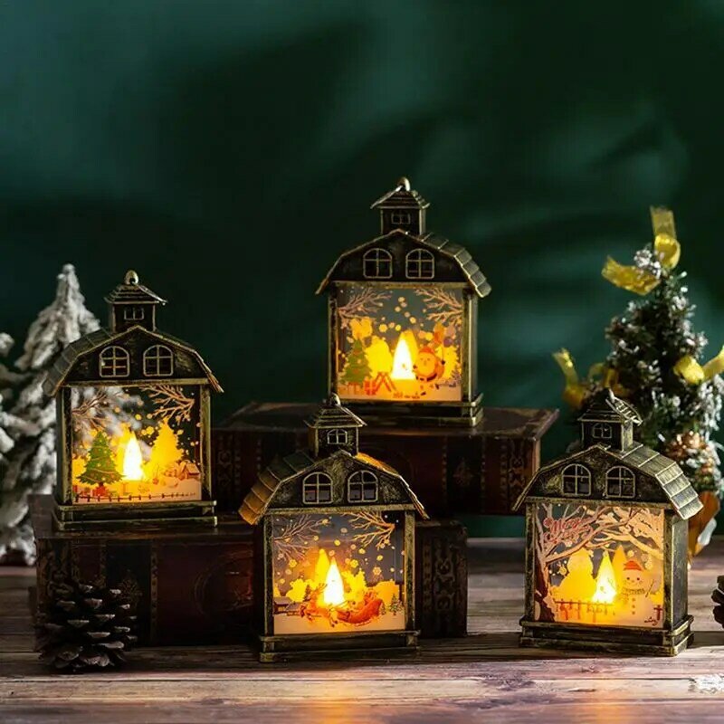 خمر LED عيد الميلاد ضوء الليل ، الأيائل ، ثلج ، سانتا فانوس ، نويل ، شجرة عيد الميلاد قلادة ، عيد الميلاد ديكور المنزل هدية للطفل