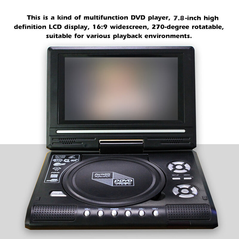 شاشة 7.8 بوصة 16:9 عريضة 270 درجة تدوير شاشة LCD الرئيسية سيارة TV DVD لاعب المحمولة VCD MP3 المشاهد مع وظيفة اللعبة