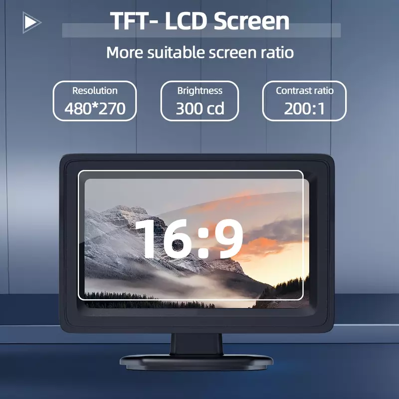 شاشة مراقبة سيارة عالية الدقة للكاميرا الخلفية ، TFT ، LCD ، VCD ، شاشة وحدة تحكم ألعاب دي في دي ، تدعم فقط إشارة إدخال CVBS ، تركيب سهل ، ، ، "، 5"