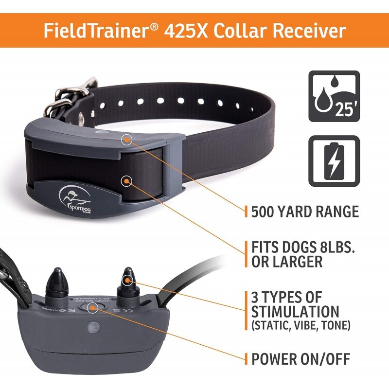 طوق تدريب كلب رياضي ، مدرب ميداني ، 425X ، نطاق الفناء ، قابل لإعادة الشحن ، جهاز تحكم عن بعد ، ثابت ، يهتز