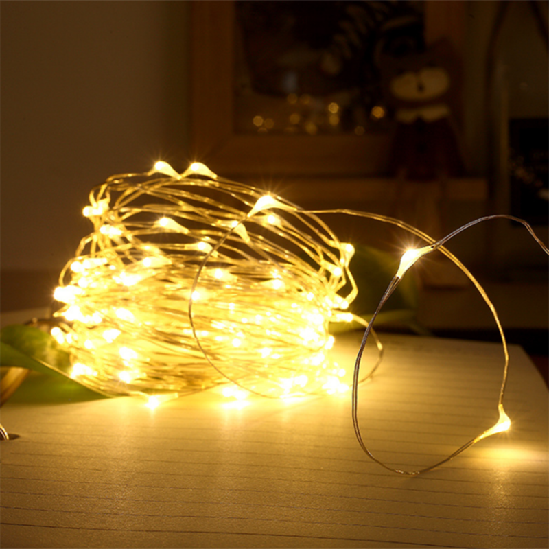 ضوء سلك نحاسي أحمر LED ، بطارية AA ، شجرة عيد الميلاد ، الاحتفال ، الزفاف ، داخلي وخارجي ، أضواء سلسلة الزخرفية ، 2 م ، 5 م ، 10 م