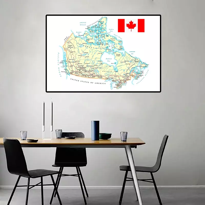 59*42 سنتيمتر خريطة كندا قماش اللوحة الزخرفية الجدار ملصق فني لغرفة المعيشة ديكور المنزل اللوازم المدرسية حقيبة هدية للسفر