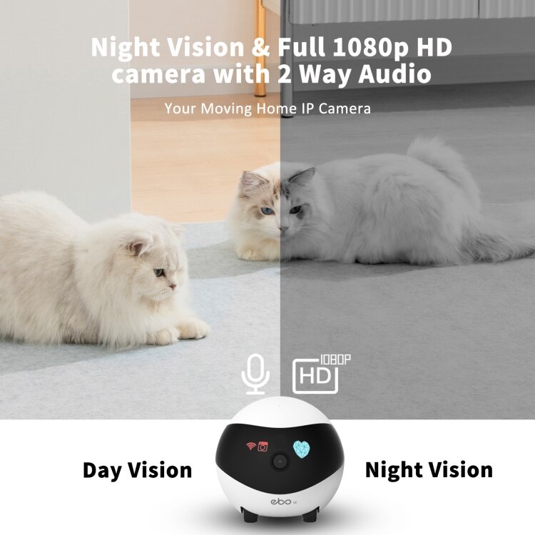 روبوت كمبيوتر منزلي ذكي مع مراقبة عن بعد ، كاميرا HD 1080P ، تدعم الرؤية الليلية بالأشعة تحت الحمراء ، كاميرا IP ثنائية الاتجاه