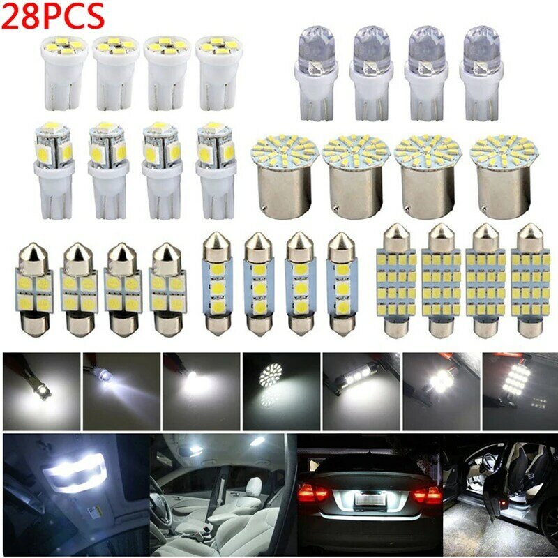 سيارة الداخلية LED مصباح سقف ، لوحة ترخيص مصباح مختلط ، ضوء الجذع ، مجموعة لمبات وقوف السيارات ، T10 ، W5W ، 28 قطعة