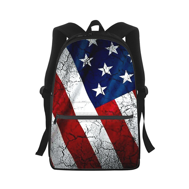 الولايات المتحدة الأمريكية العلم الرجال النساء على ظهره ثلاثية الأبعاد طباعة موضة طالب حقيبة مدرسية محمول على ظهره الاطفال السفر حقيبة الكتف