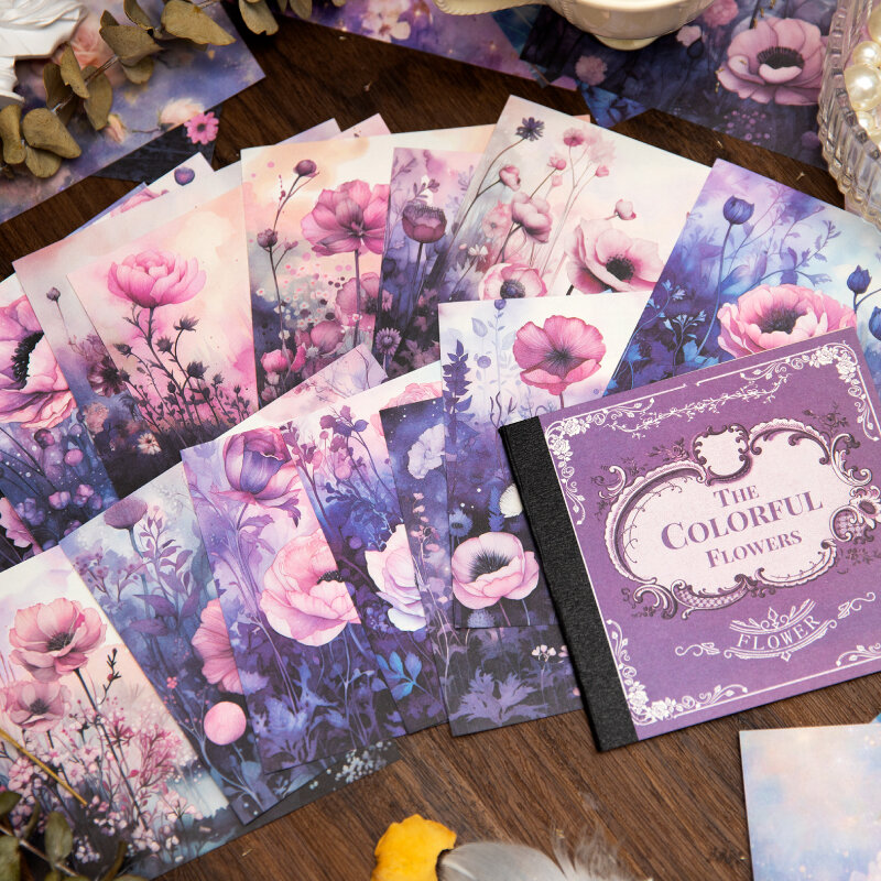 لوحة مذكرات ورقية من سلسلة الزهور الملونة ، ديكور إبداعي ، تصنعه بنفسك ، 6 علب لكل لوطة