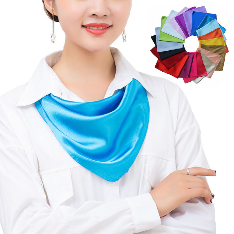 الحرير ساحة الرقبة وشاح للنساء ، أحادي اللون منديل ، الحرير رئيس وشاح ، الأعمال الطرف ، 60x60 سنتيمتر ، 1 قطعة