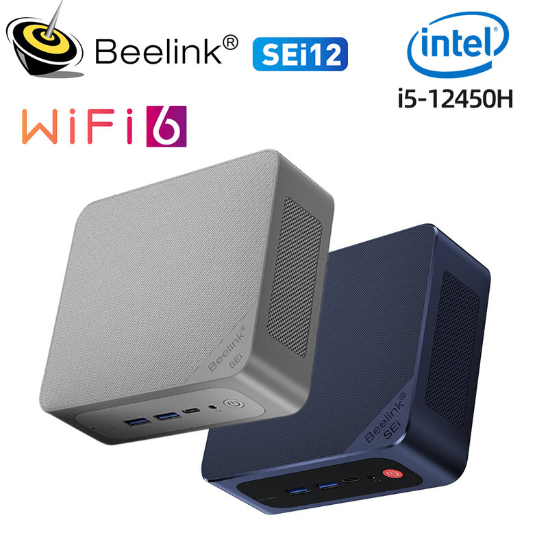 Beelink-SEI 12 Mini PC, Intel, 12th i5, 12450H, 16 GB DDR4, 3200MHz, 500 GB SSD, Wifi6, SEi 10, I5-1035G7, كمبيوتر سطح المكتب, VS 1235U, 2023