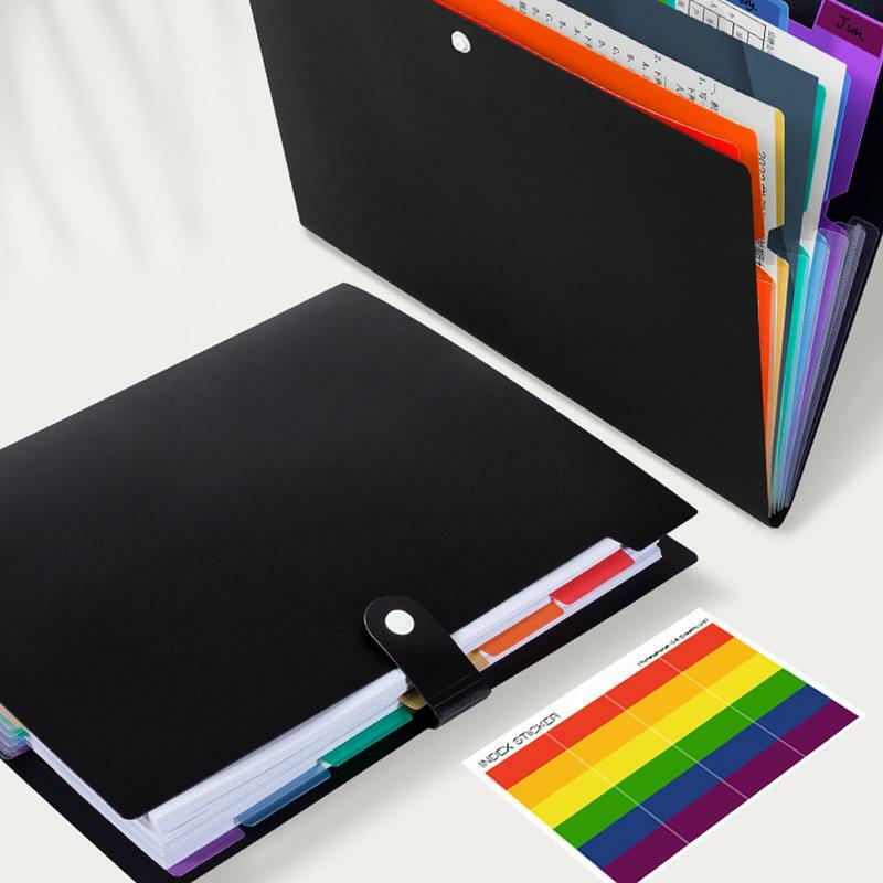 منظم الأكورديون البسيط مع ملصقات ملونة ، منظم الفواتير ، ورق ذو سعة كبيرة ، 7-Pocket