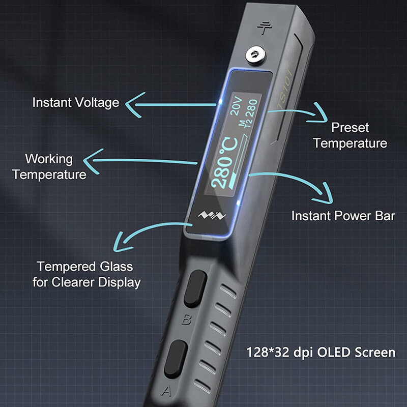 TS100 ترقية TS101 Miniware الذكية الكهربائية لحام الحديد الرقمية لحام أداة الدقة مع نظيفة القيامة لصق كريم