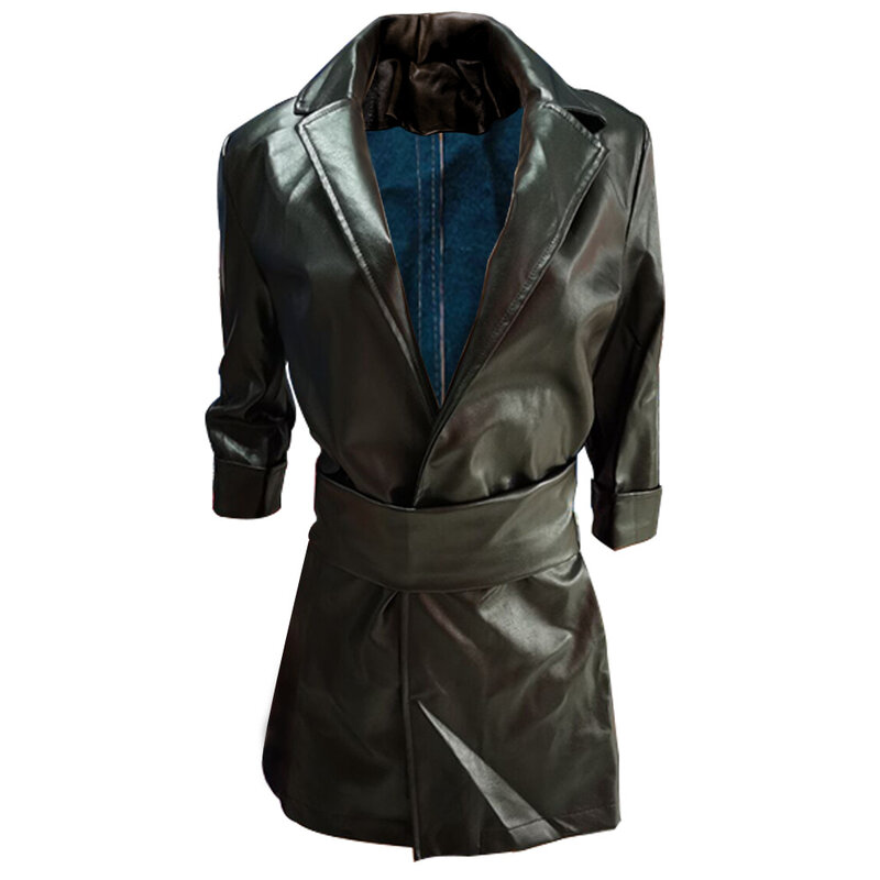 2022 Autumn and Winter New Commuter Dress Leather Jacket with Belt Casual Solid Color Suit Long Sleeve Ladies