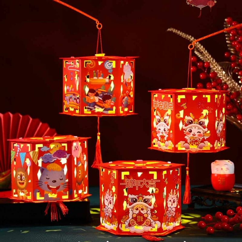 فانوس السنة الجديدة المضيء ، ورقة نعمة ديي ، مصباح إسقاط السنة التنين ، النمط الصيني ، اليدوية