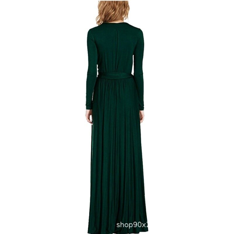 تنورة أرضية v-v-rome ، فستان طويل كلاسيكي ، فستان كلاسيكي مثير ، بأكمام أحادية اللون