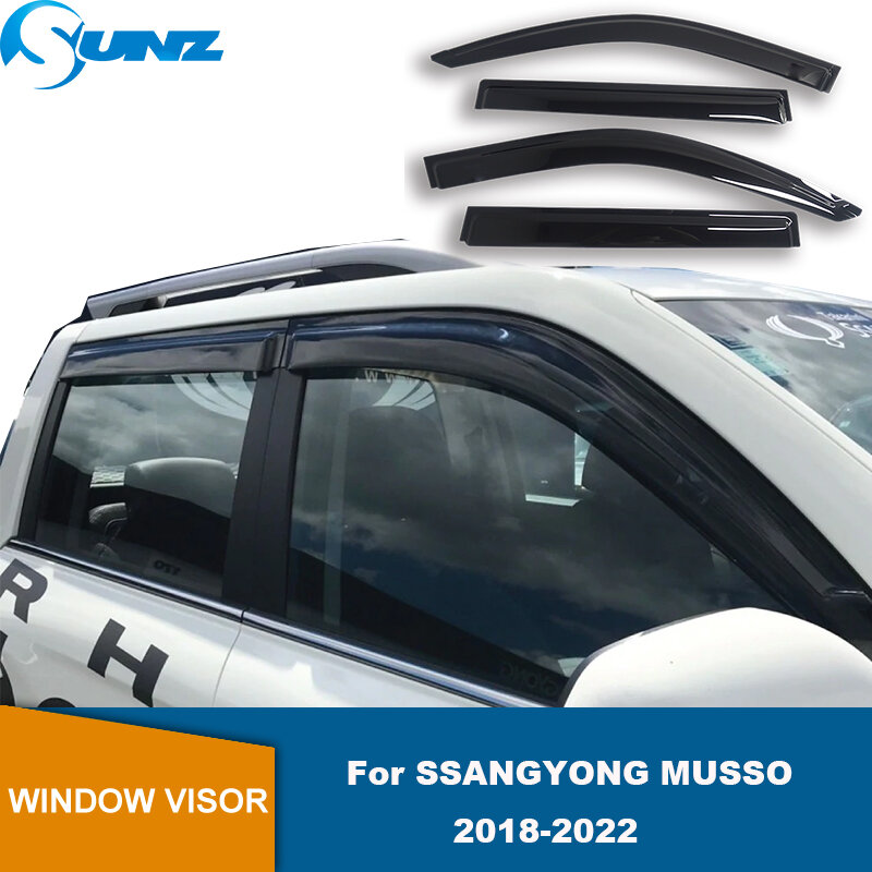 منحرف نافذة جانبية لسيارة ssangيونغ Musso 2018 2019 2020 2021 2022 حاجب نافذة السيارة حاجب الزجاج الأمامي لحماية الدروع المطر