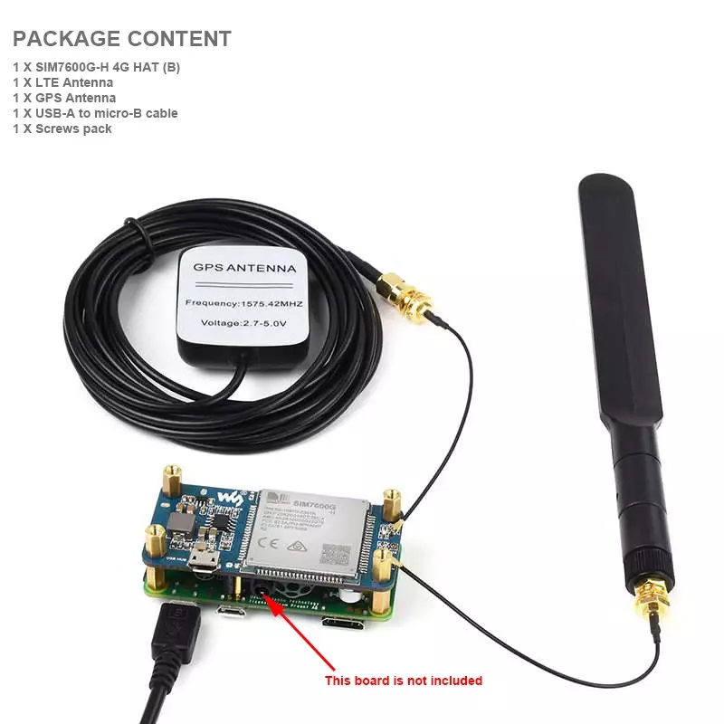 Waveshare SIM7600G-H قبعة 4G (B) لراسبيري بي العالمي الفرقة LTE Cat-4 4G / 3G / 2G دعم مع تحديد المواقع GNSS