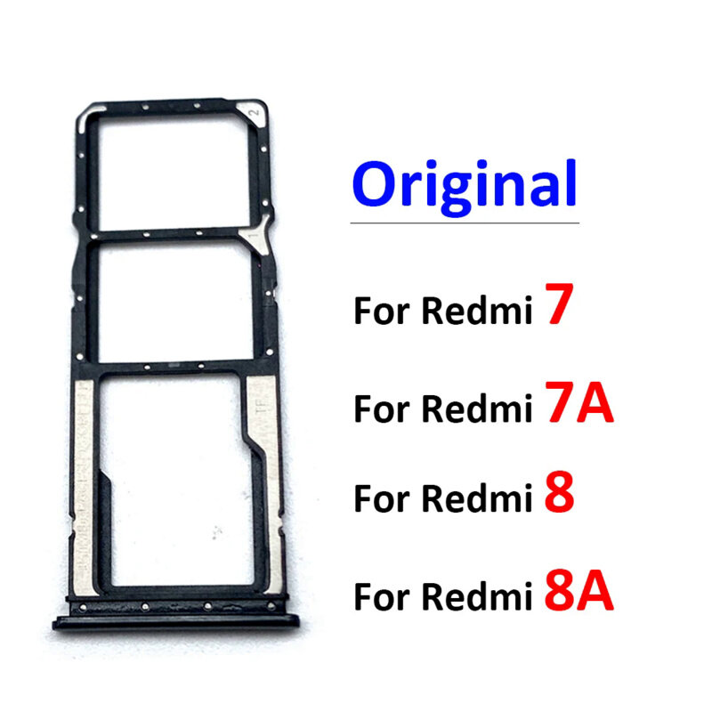 حامل فتحة ل شاومي Redmi 7 ، 7A ، 8 ، 8A ، جديد سيم بطاقة صينية ، استبدال أجزاء ، الأصلي