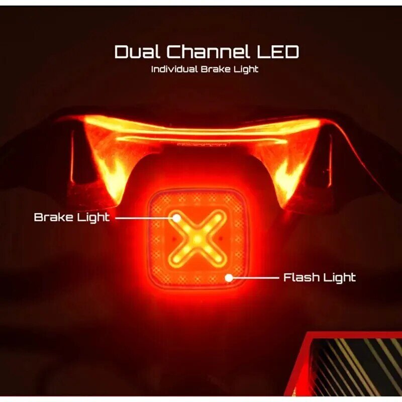 ضوء ذكي خلفي لدراجة Enfitnix Cubelite III ضوء تحذير فرامل ضوء خلفي فائق السطوع شحن USB مصباح تحذير ليلي ليد