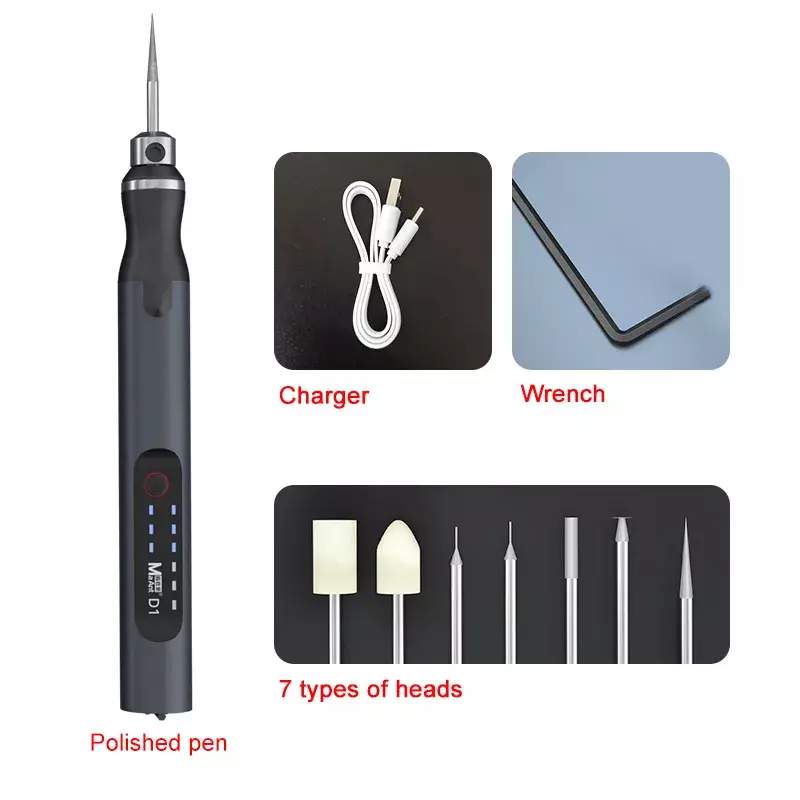 قلم طحن كهربائي من MaAnt ، شحن ذكي ، قلم نقش ، وحدة معالجة مركزية للهاتف ، تلميع IC ، أداة قطع شعرية ، مزيل OCA ، D1 ، D2