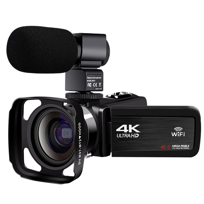 كاميرا فيديو 4K 48MP 18X كاميرا زووم رقمية مدمجة في ملء ضوء شاشة تعمل باللمس بث مباشر لكاميرا ويب مسجل يوتيوب